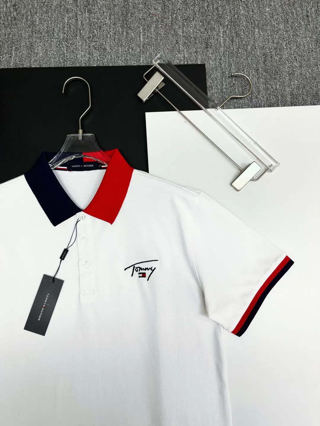 TOMMY New Arrival Polo Same Style 210 ， Factory New Arrival Versatile : Royal Blue White Red Size：M-3XL